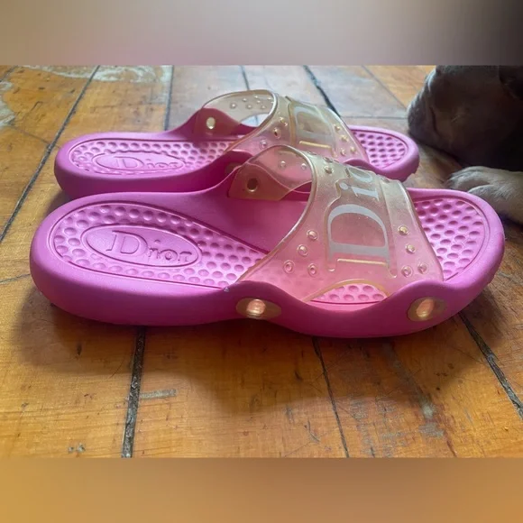 Vintage DIOR y2k 2000s Pink Slide Sandals 38 7.5 women’s - Picture 6 of 9